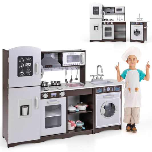 LIVSK Moderne Kinderkeukenset - Interactieve Speelkeuken met Licht en Geluid - Veel Opbergruimte - Voor Kinderen vanaf 3 jaar -
