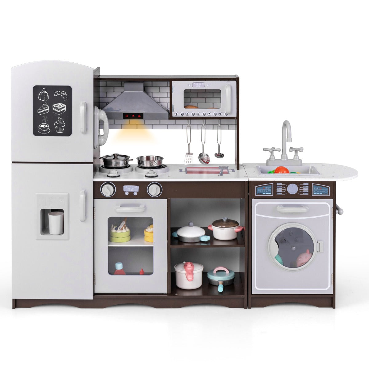 LIVSK Moderne Kinderkeukenset - Interactieve Speelkeuken met Licht en Geluid - Veel Opbergruimte - Voor Kinderen vanaf 3 jaar -