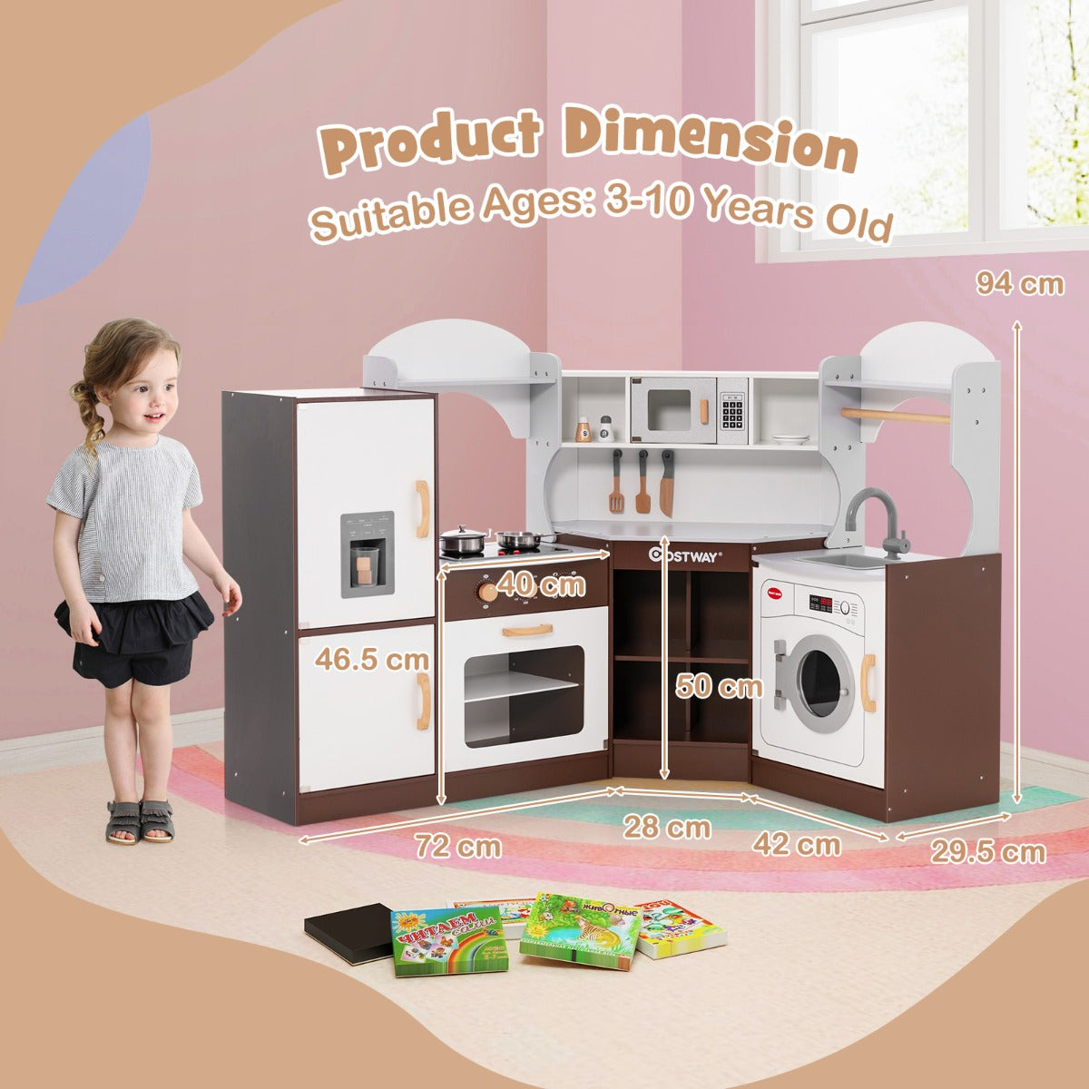 LIVSK Speelkeuken voor Kinderen - Houten Design met Licht en Geluid - Inclusief Accessoires - Veilig en Duurzaam - Bruin