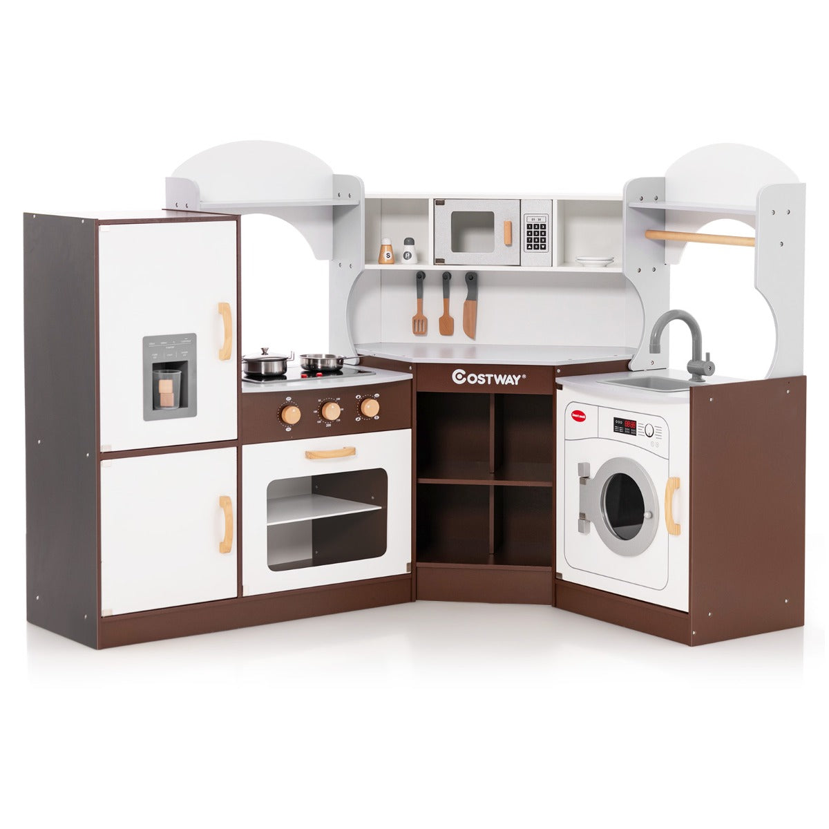LIVSK Speelkeuken voor Kinderen - Houten Design met Licht en Geluid - Inclusief Accessoires - Veilig en Duurzaam - Bruin