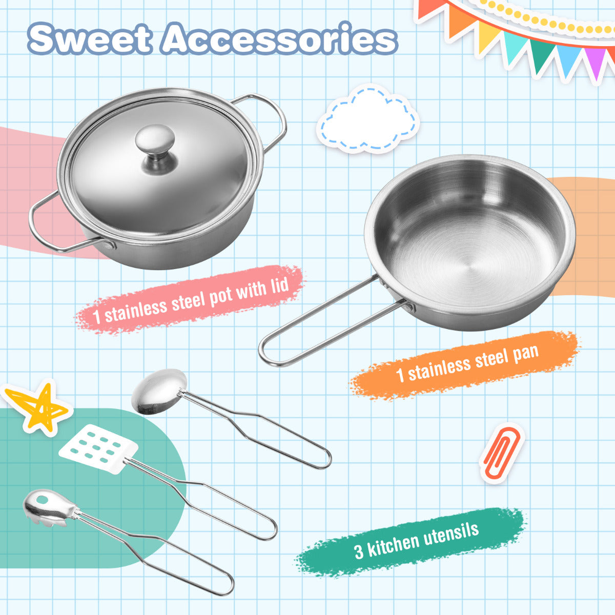 LIVSK Hoekkeuken Speelset voor Kinderen - Realistische Kookervaring - Inclusief Wasmachine en Telefoon - L-vormig Design - Wit