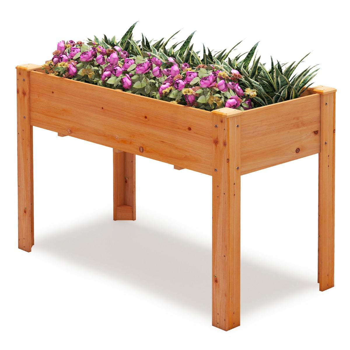 LIVSK Verhoogde Plantenbak - Stevig Vurenhout - Ergonomische Hoogte - Optimale Afwatering - 120 x 60 x 82 cm - Roodbruin