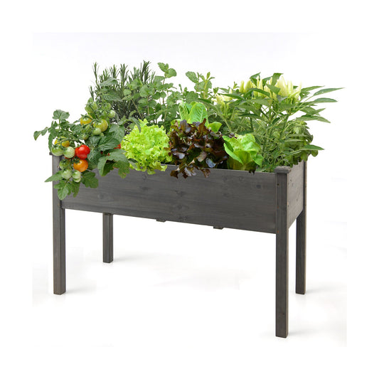 LIVSK Verhoogd Plantenbed - Sparrenhout - Optimale Groeiomstandigheden met Drainagegaten - 125 x 59 x 76 cm - Grijs