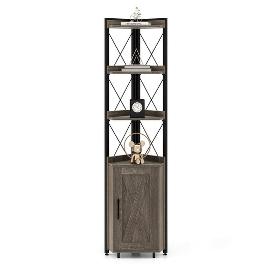 LIVSK Hoekkast met 4 Open Planken en Verstelbare Planken - Ruimtebesparend Ontwerp - Stabiel Metalen Frame - 48 x 32 x 180 cm -
