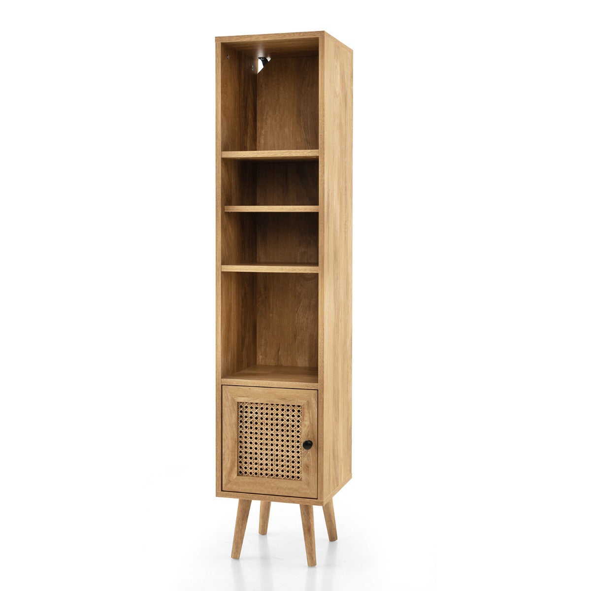 LIVSK Hoekkast met Rotan Deur - Verstelbare Planken - Boho Design - 137 cm - Stabiel en Veilig - Natuur
