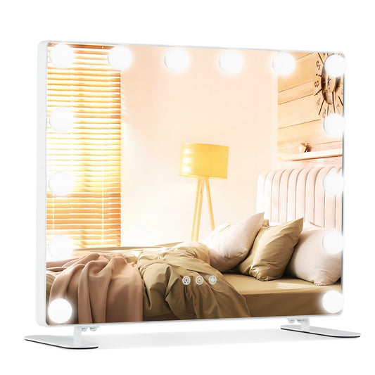LIVSK Make-up Spiegel met Verlichting - Dimbare LED - Touch-bediening met Geheugenfunctie - 50 x 40 cm - Wit