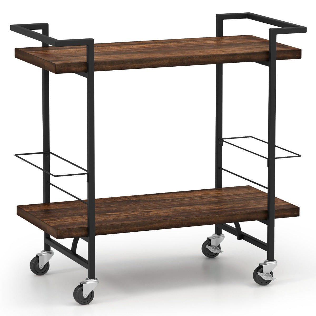 LIVSK Opslagwagen met 2 Niveaus - Stevig Metalen Frame - 4 Wielen met Remmen - Eenvoudig Schoon te Maken - 81,5 x 40,5 x 80 cm -