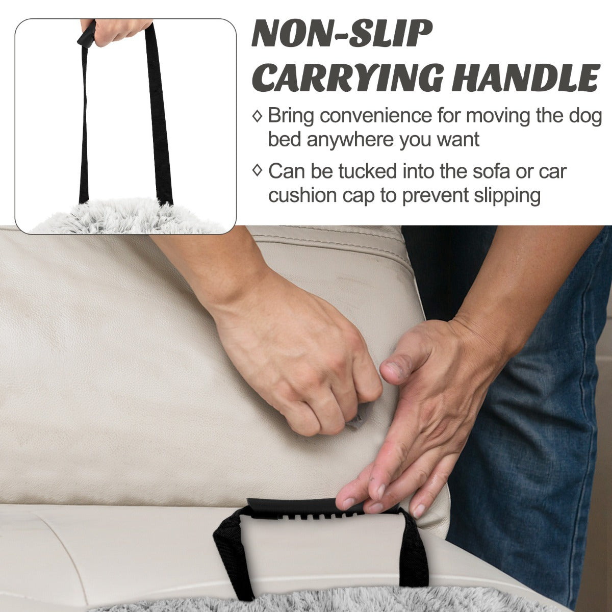 LIVSK Pluche Hondenbed - Meubelbescherming - Wasbare Hoes - Antislip - Voor Honden tot 50 kg - 120 x 115 x 18 cm - Grijs