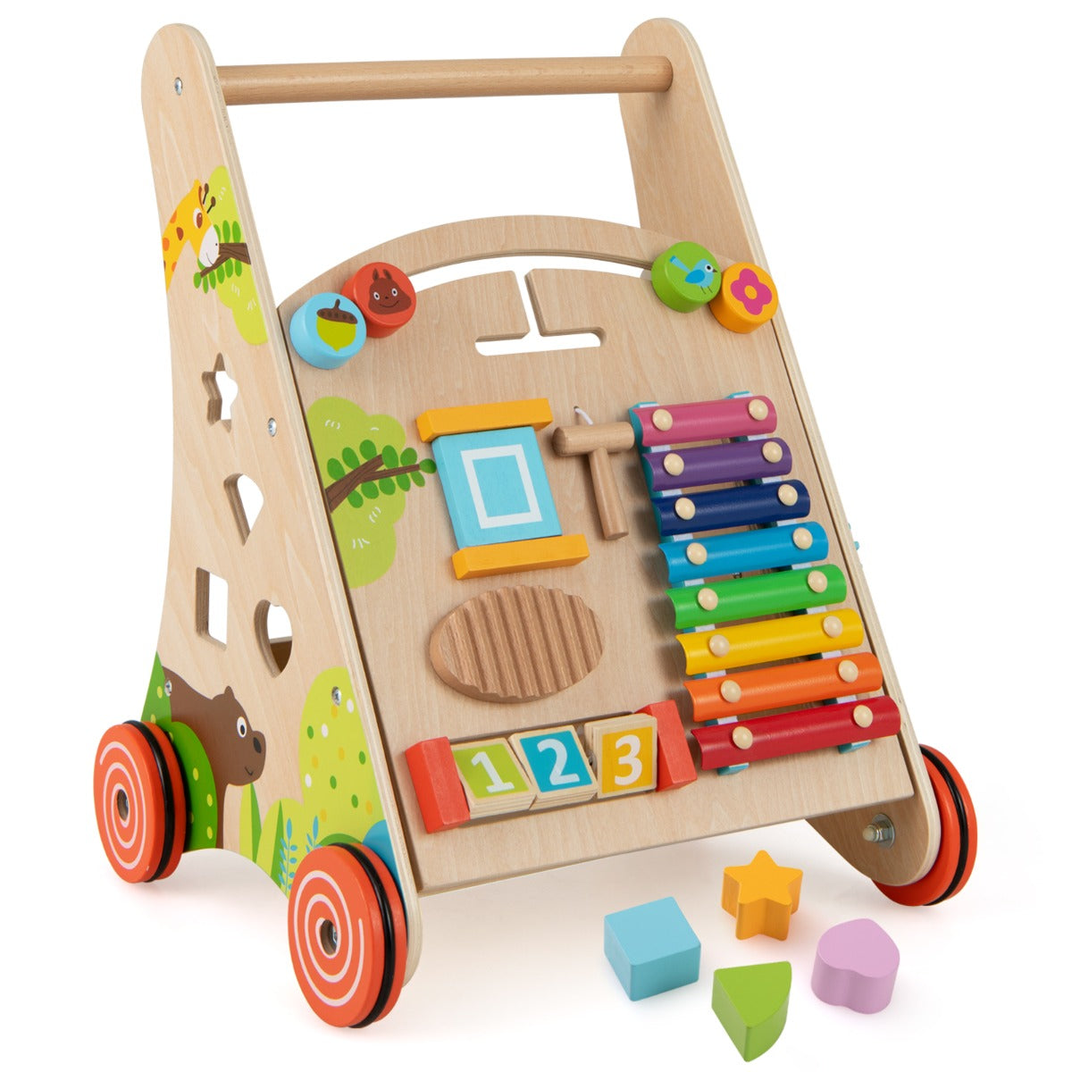 LIVSK Montessori-loopstoeltje - Activiteitencentrum met Doolhof, Xylofoon en Meer - Stimuleert Zitten en Staan - Multicolour
