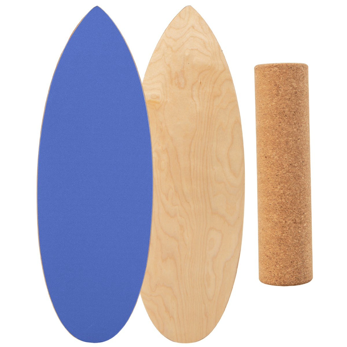 LIVSK Balansbord-set - Inclusief Kurkrol en Vilten Mat - Hoogwaardig Natuurhout - Tot 100 kg - Donkerblauw