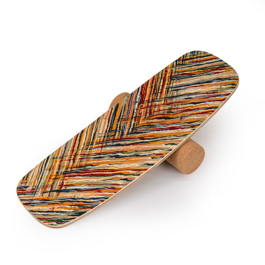 Livsk costway houten balansbordtrainer met gestabiliseerde kurken roller 79 cm geavanceerd balansbord