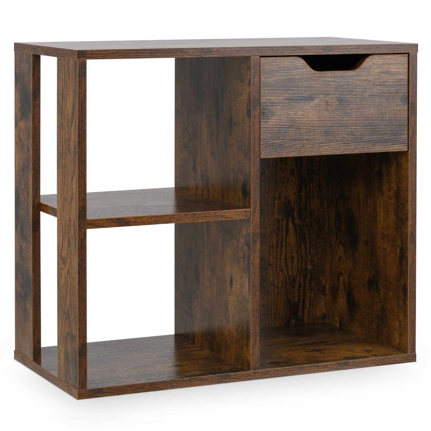 LIVSK Opslagrek met 3 Open Planken en Lade - Stevig en Duurzaam - Tot 95 kg - Eenvoudige Montage - 60 x 30 x 53 cm - Wit