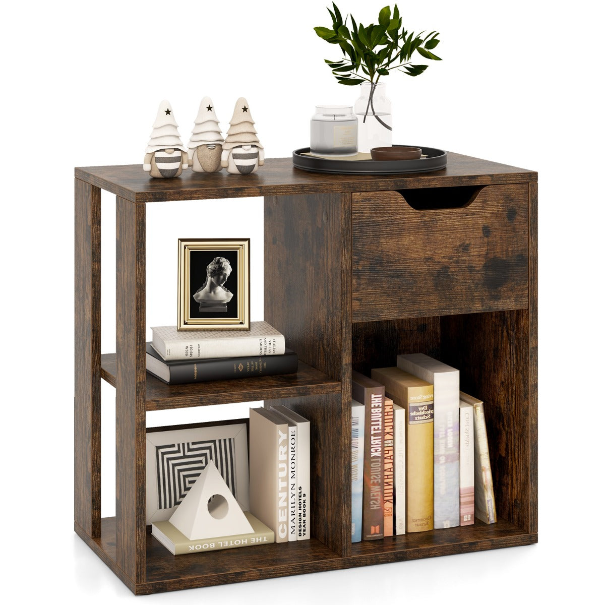 LIVSK Opslagrek met 3 Open Planken en Lade - Stevig en Duurzaam - Tot 95 kg - Eenvoudige Montage - 60 x 30 x 53 cm - Wit