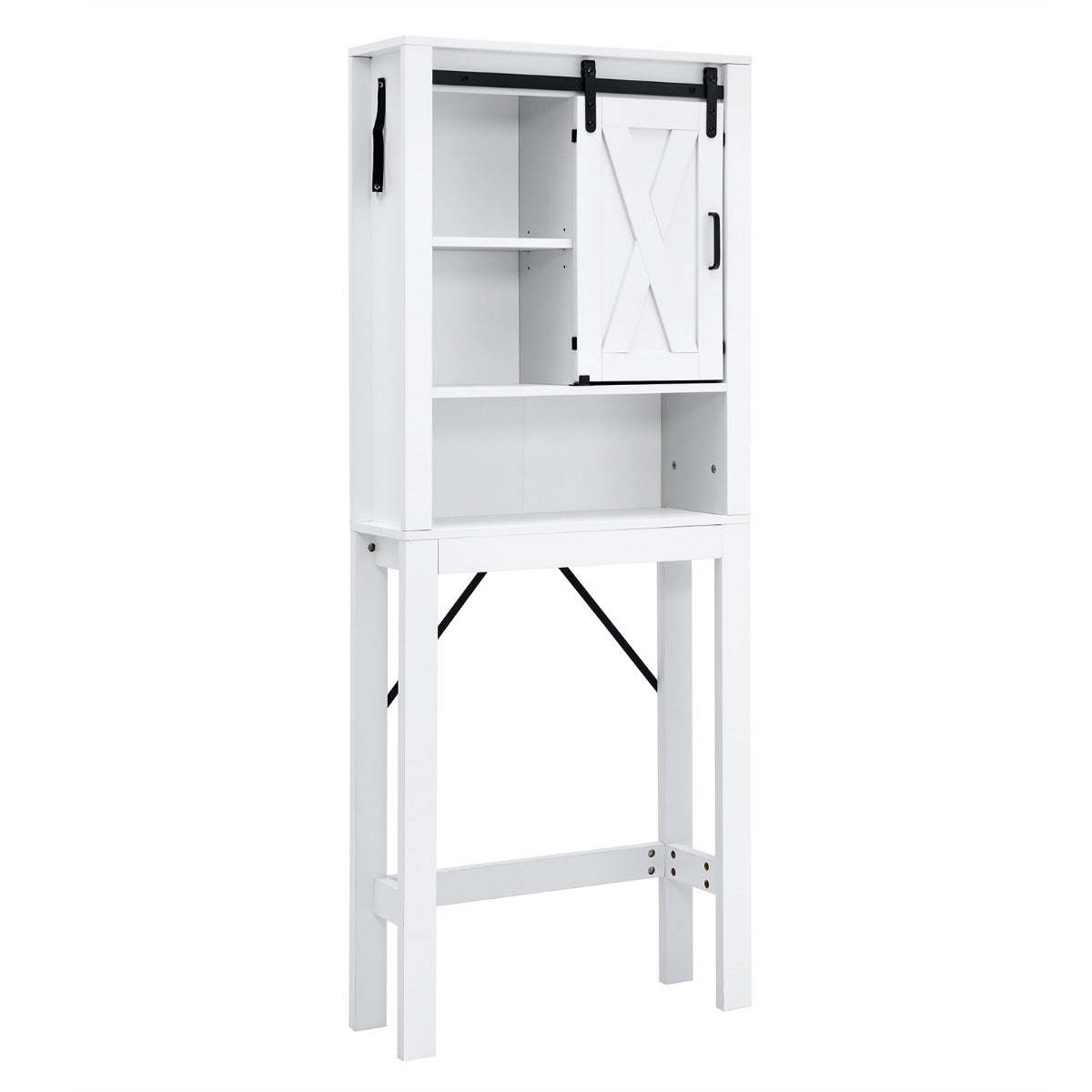 LIVSK Toiletkast met Schuifdeur - Verstelbare Planken - Duurzaam Hout - 68 x 22 x 171 cm - Wit