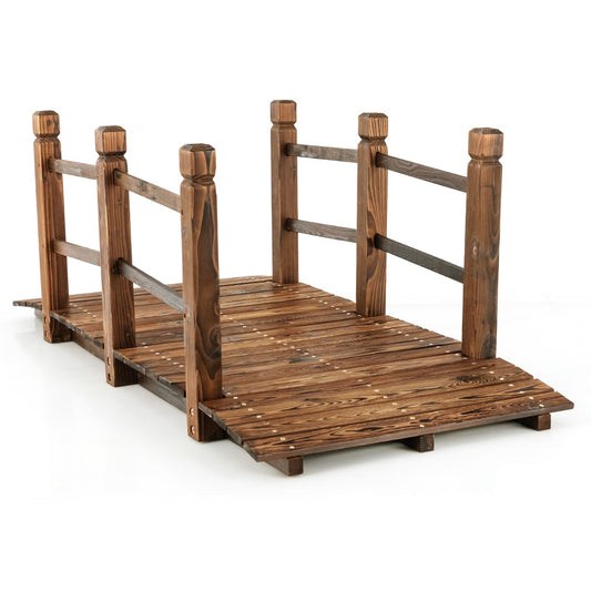 LIVSK Houten Tuinbrug - Decoratieve Brug met Leuningen - Duurzaam Sparrenhout - 150 x 67 x 55 cm - Behandeld Hout