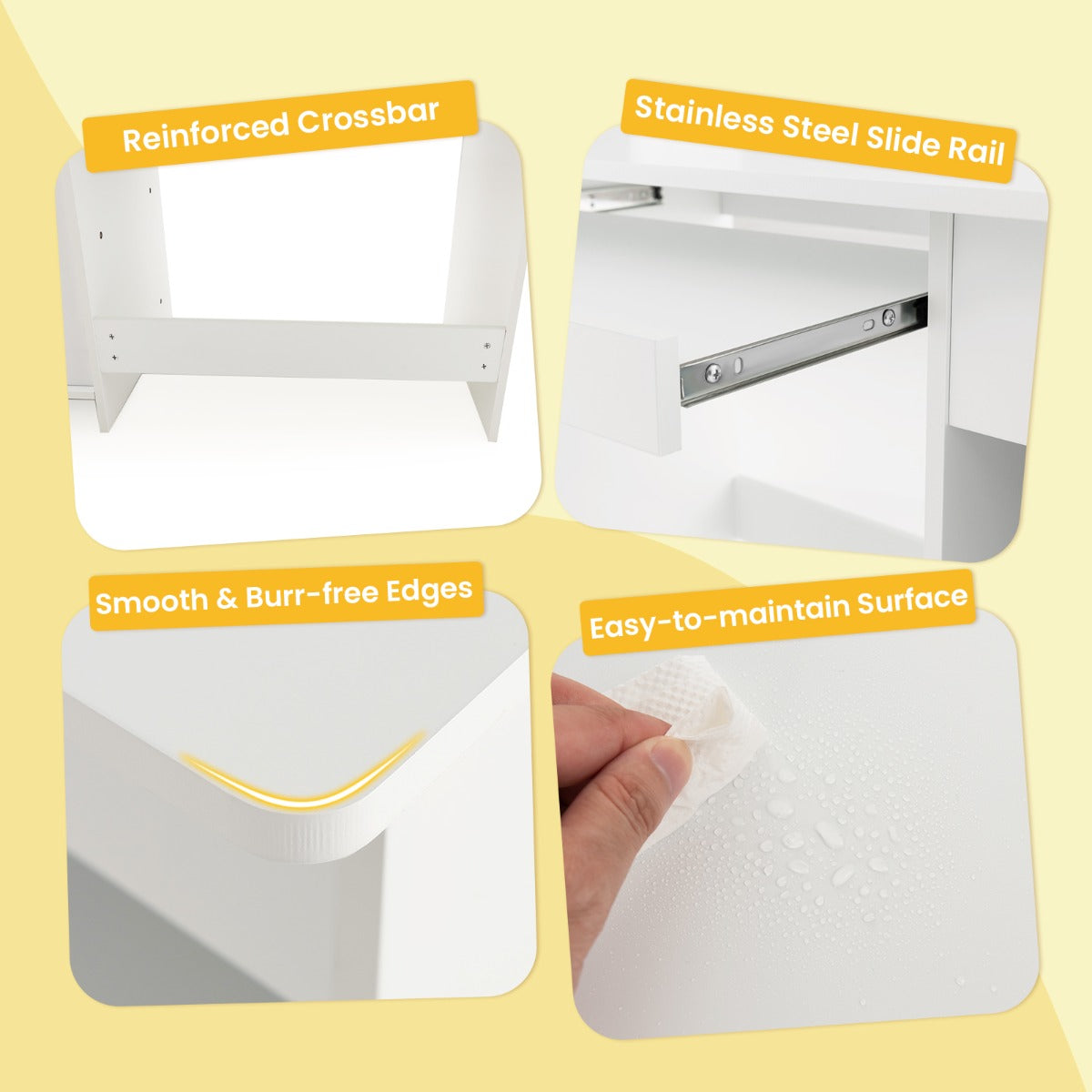 LIVSK Bureautafel voor Kinderen - Toetsenbordlade - Boekenkast - Opbergplanken - Compact 90 x 45 x 90 cm - Wit