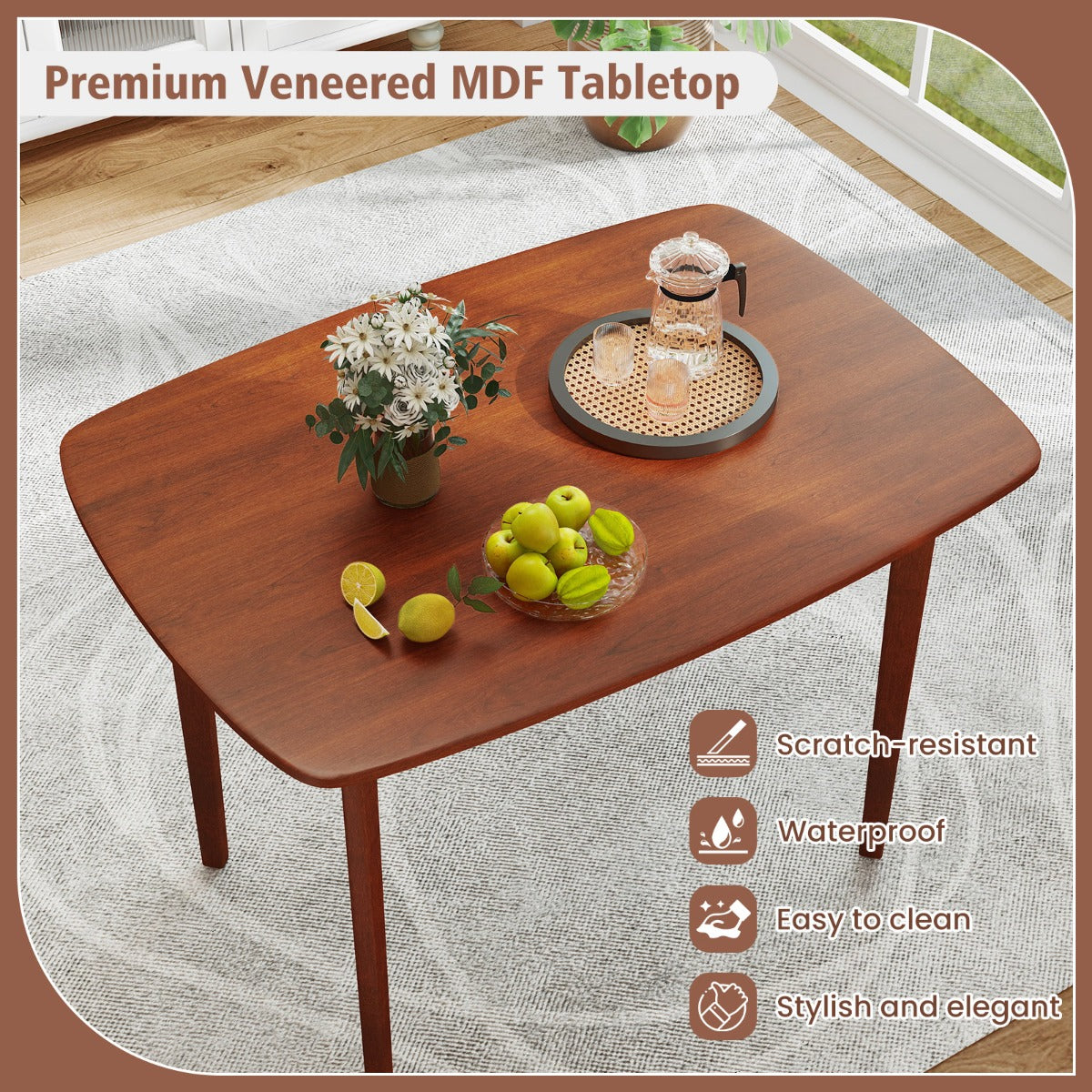 LIVSK Eettafel in Landelijke Stijl - 110 cm - Multifunctioneel Bureau of Knutseltafel - Krasbestendig en Waterafstotend - Walnoot