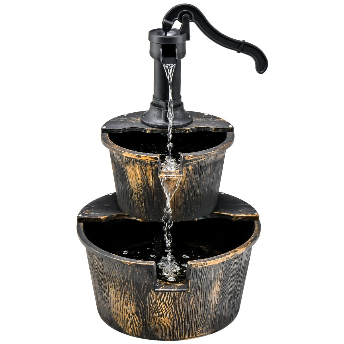 LIVSK Watervalfontein - Continu Waterstroom - Cascadewaterval - Hoogwaardig PP-Materiaal - Antiek Brons