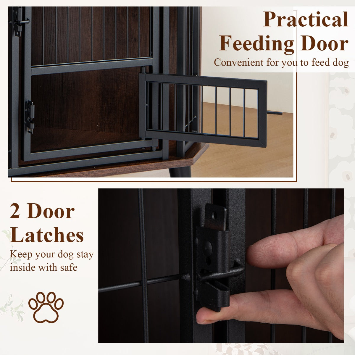 Livsk costway houten hoekhondenhok met afsluitbare deur en voederluik voor kleine tot middelgrote honden 3