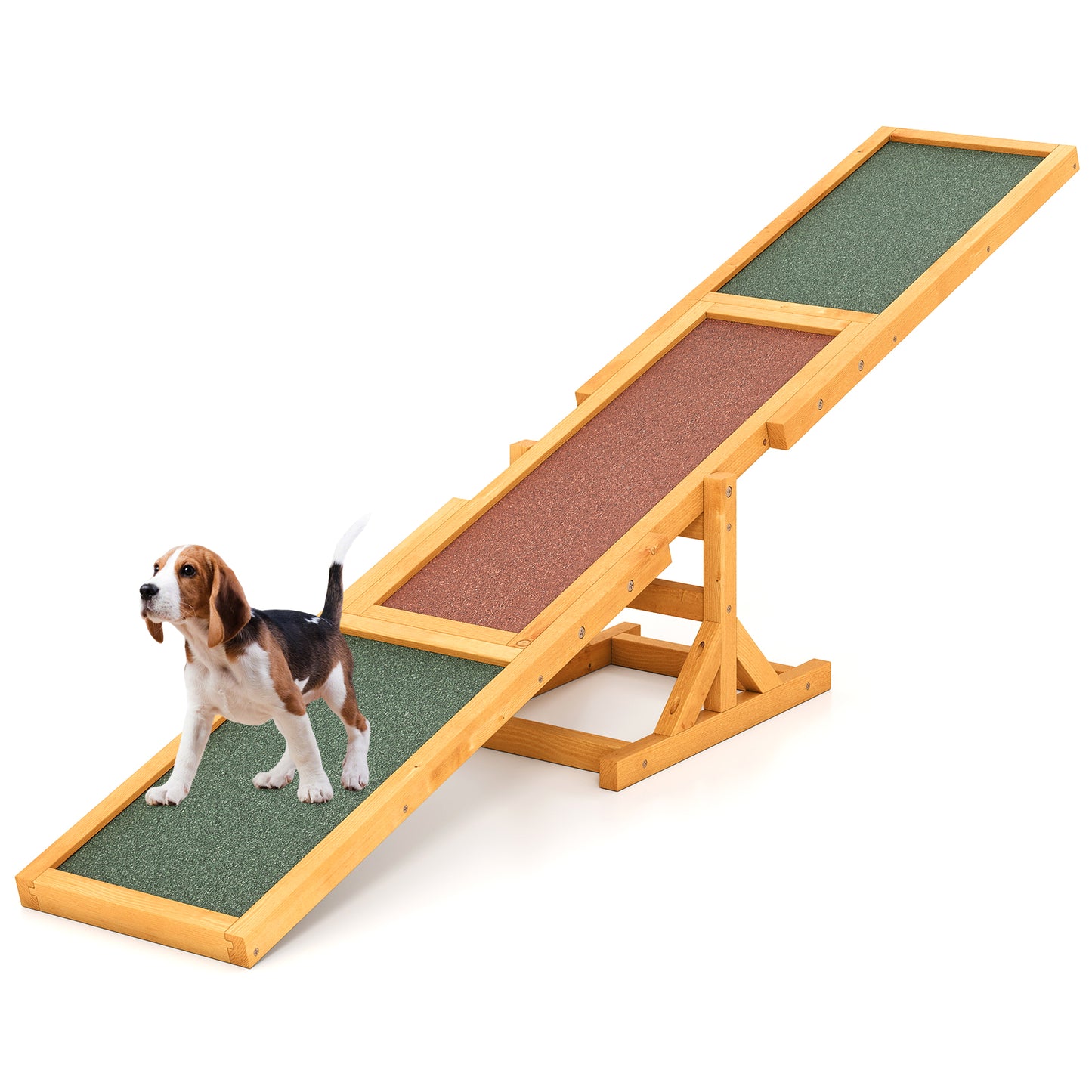 LIVSK Houten Honden Agility Wip - Duurzaam Vurenhout - Antislipoppervlak - Tot 60 kg - Eenvoudige Installatie - Geel