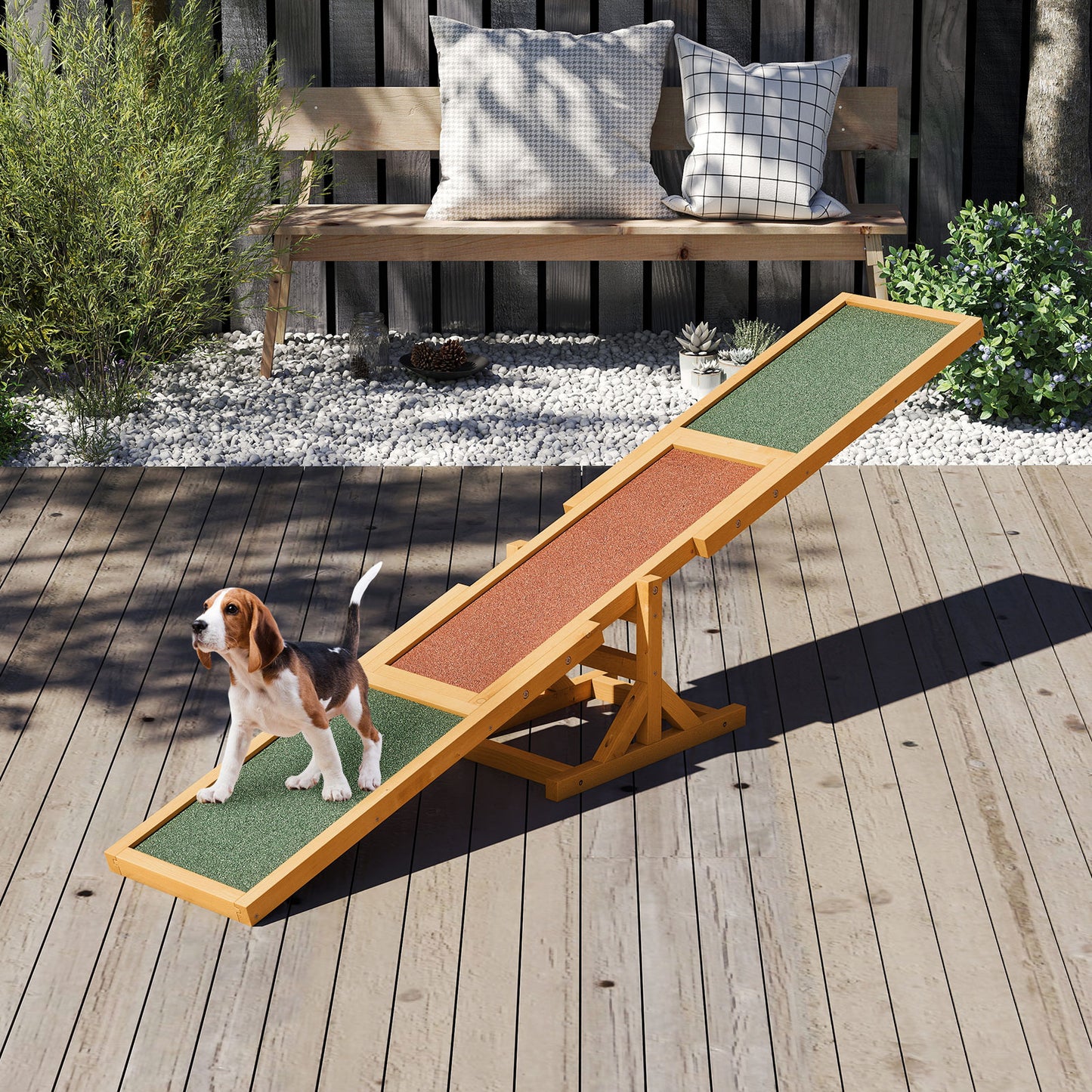 LIVSK Houten Honden Agility Wip - Duurzaam Vurenhout - Antislipoppervlak - Tot 60 kg - Eenvoudige Installatie - Geel