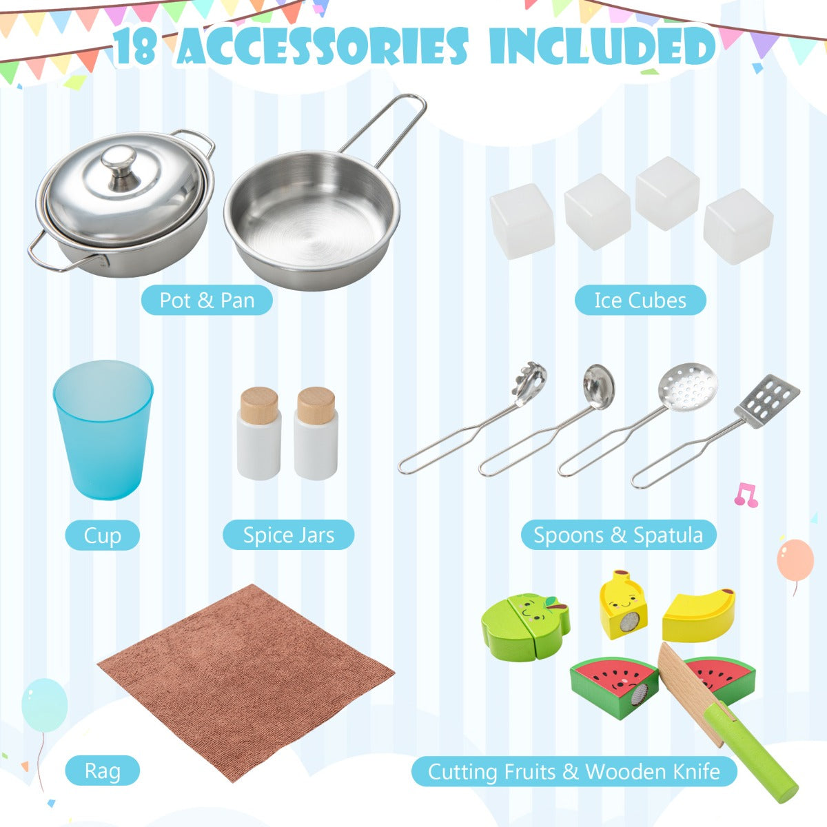 LIVSK Fantasiespeelkeuken - Magnetron, Afzuigkap, Kookplaat, IJsblokjesmachine - Inclusief 18 Accessoires - Wit