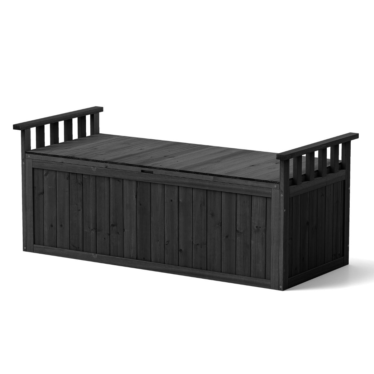 LIVSK 2-in-1 Tuinbank en Opbergbox - Comfortabele Zitplaats voor 2 - 209L Opbergruimte - Natuurlijk Sparrenhout - Zwart
