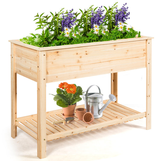 LIVSK Houten Verhoogde Kweekbak - Premium Dennenhout - Ergonomische Werkhoogte - Ruimte voor Planten - Tot 80 kg - Natuurlijk
