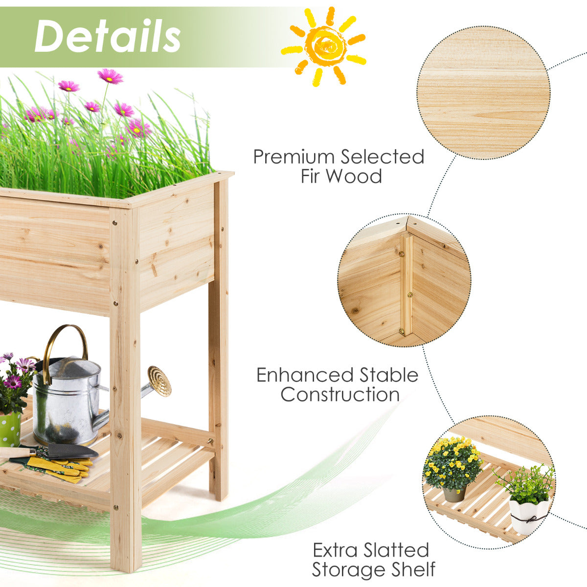 LIVSK Houten Verhoogde Kweekbak - Premium Dennenhout - Ergonomische Werkhoogte - Ruimte voor Planten - Tot 80 kg - Natuurlijk