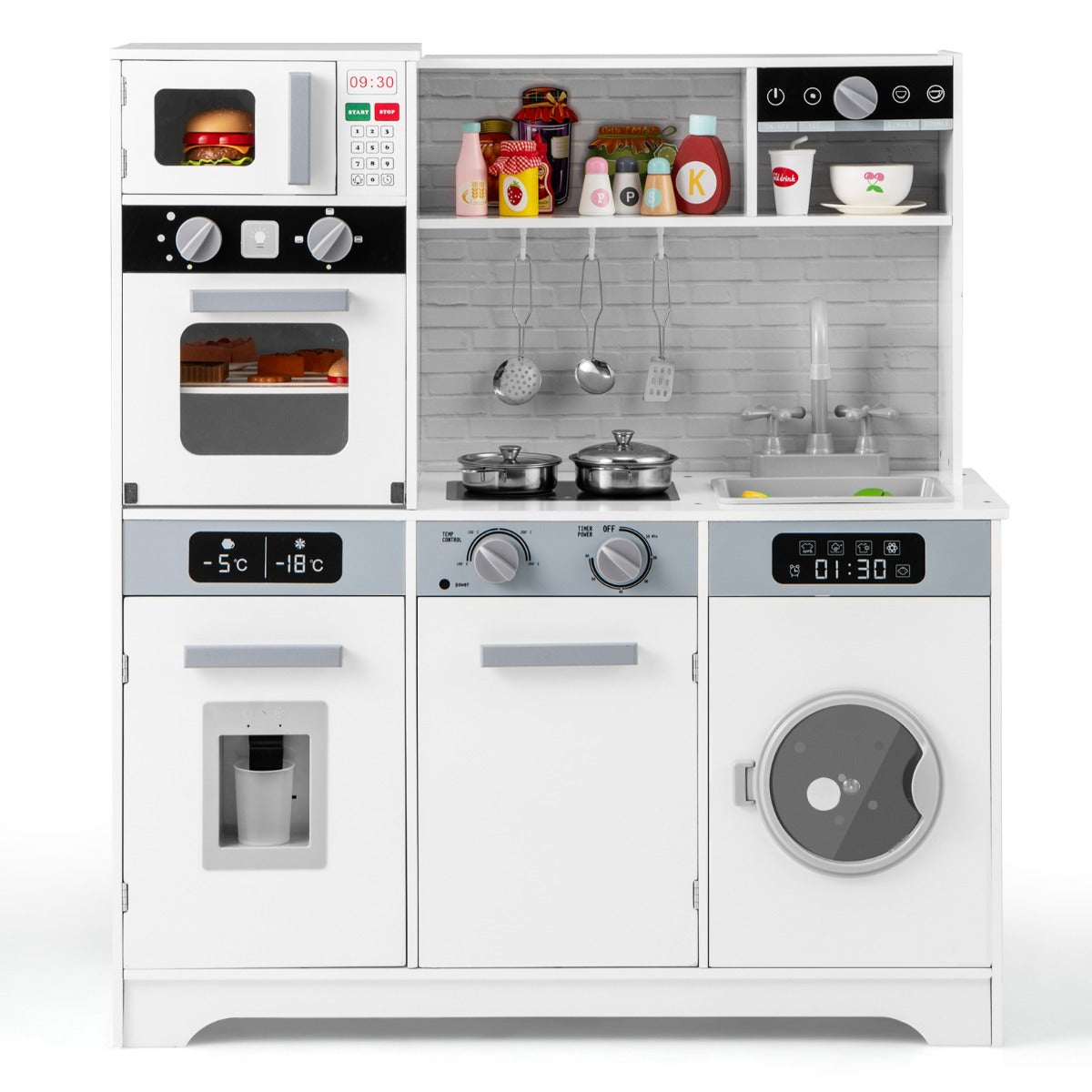 LIVSK Houten Speelkeuken met Gootsteen - Realistische Keukenervaring - Licht- en Geluidseffecten - Voor Kinderen Vanaf 3 Jaar -