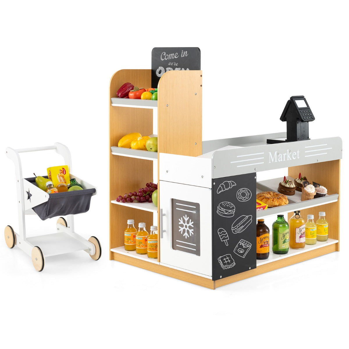 LIVSK Boodschappen Speelset voor Kinderen - Interactieve Kassa met Lichten en Geluiden - Ruime Opbergruimte - Veilige Constructie