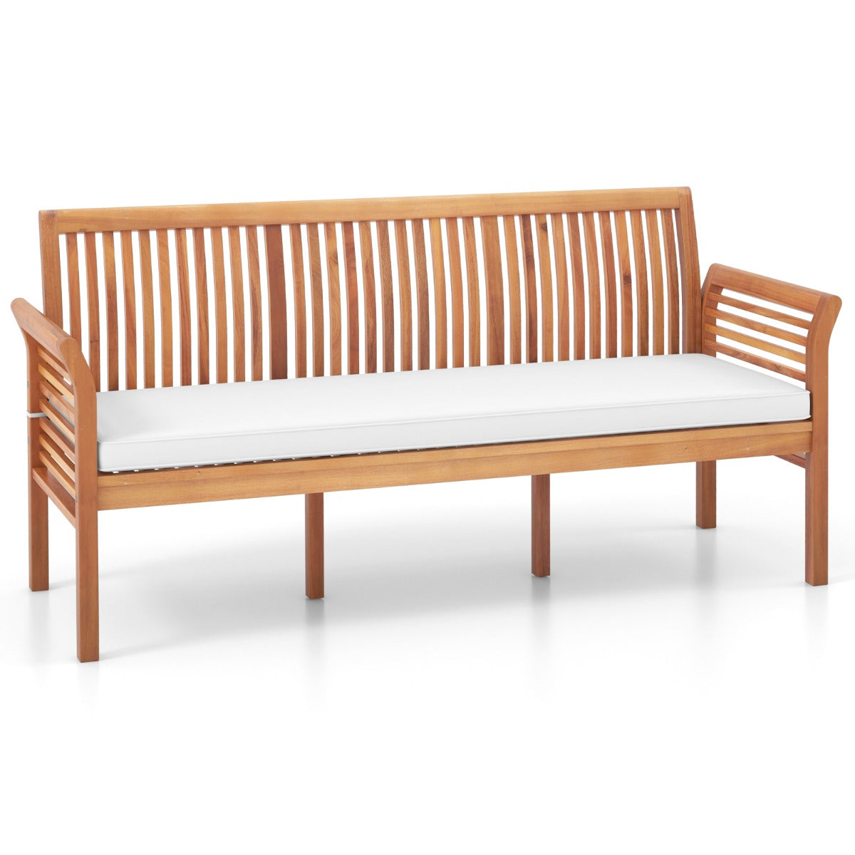LIVSK Ergonomische Acaciabank voor 3 Personen - Verwijderbaar Kussen - 540 kg Draagvermogen - Comfortabel en Duurzaam - Gebroken