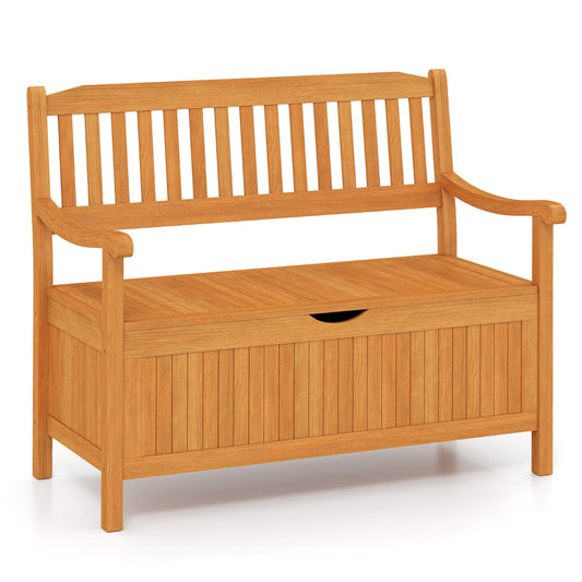 LIVSK Opbergbank van Acaciahout - 320 kg Draagvermogen - Comfortabele Zitplaats met Opbergruimte - Natuurlijke Kleur