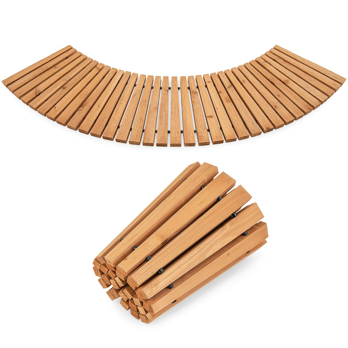 LIVSK Houten Tuinpad - Antislip, Weerbestendig, Oprolbaar - Voor Tuin, Terras, Huwelijksfeest - Natuurlijk