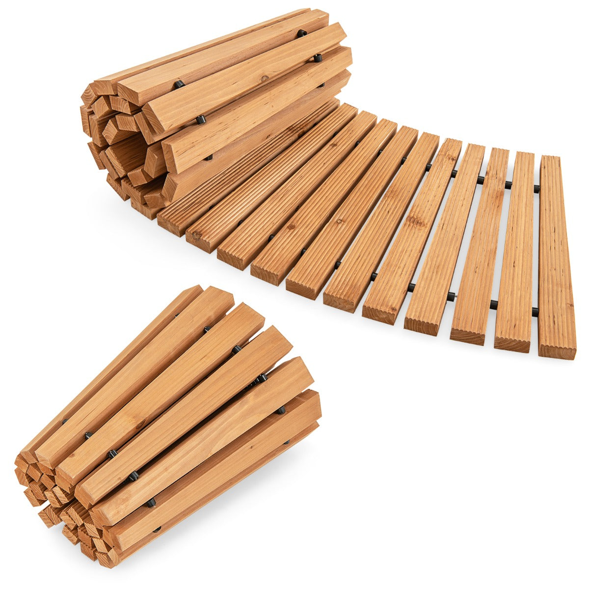LIVSK Houten Tuinpad - Antislip, Weerbestendig, Oprolbaar - Voor Tuin, Terras, Huwelijksfeest - Natuurlijk