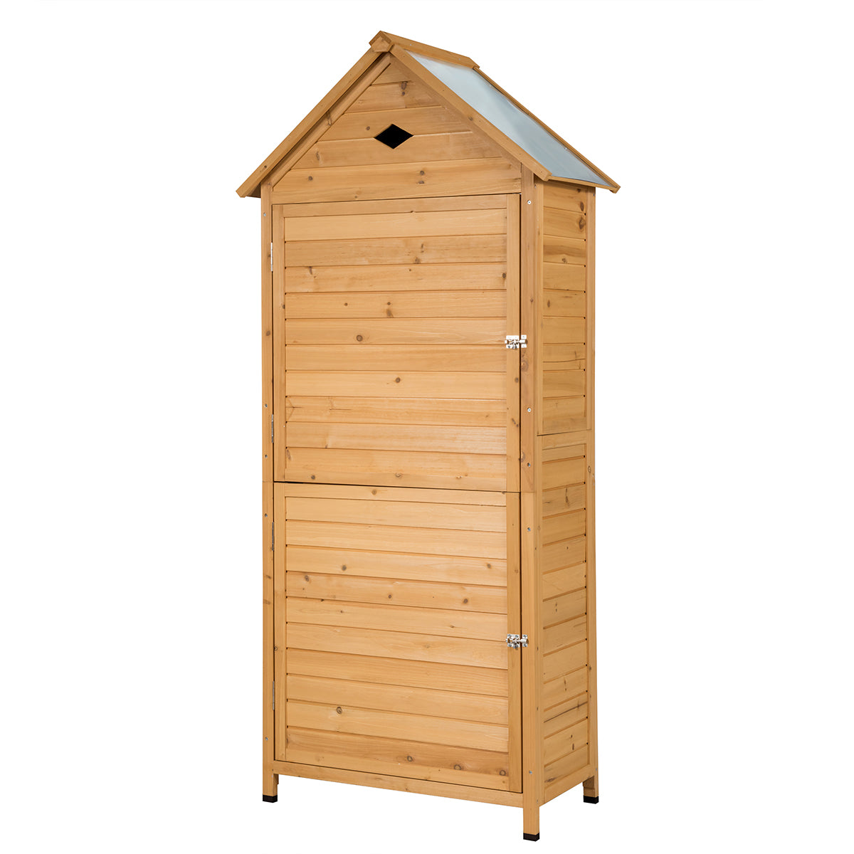 LIVSK Weerbestendige Tuinschuur - Massief Sparrenhout - 5 Planken - 70 x 35,5 x 160 cm - Veilig met Metalen Sloten - Natuurlijk
