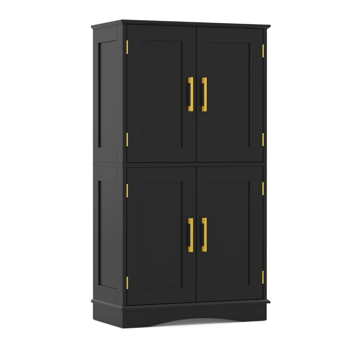LIVSK Voorraadkast met 4 Deuren - 2 Verstelbare Planken - Gouden Handgrepen - 60 x 30 x 110 cm - Zwart