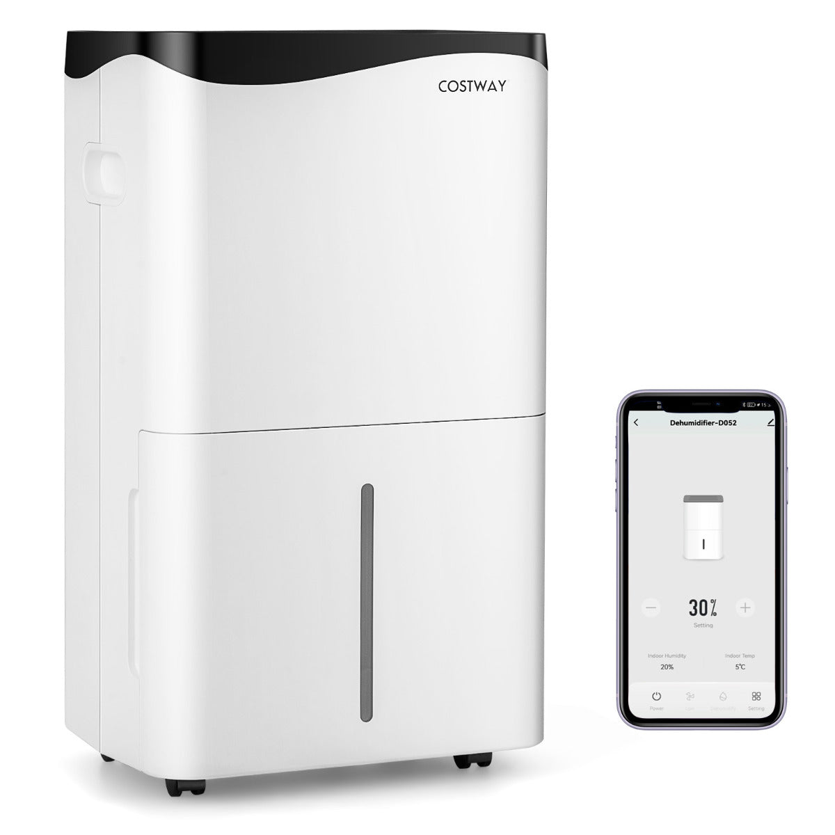 LIVSK Luchtontvochtiger - 50 L/Dag - 4 Modi - 2 Ventilatorsnelheden - 24-uurs Timer - Stil Onder 46 dB - Wit + Zwart