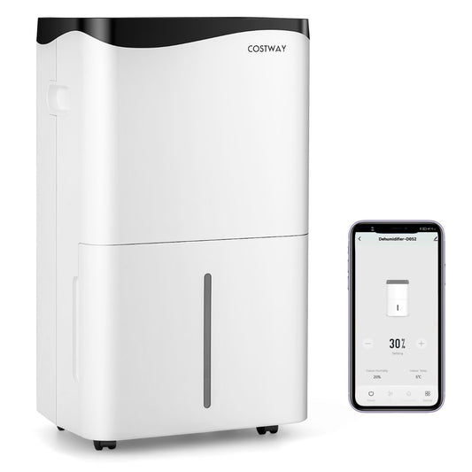 LIVSK Luchtontvochtiger - 50 L/Dag - 4 Modi - 2 Ventilatorsnelheden - 24-uurs Timer - Stil Onder 46 dB - Wit + Zwart