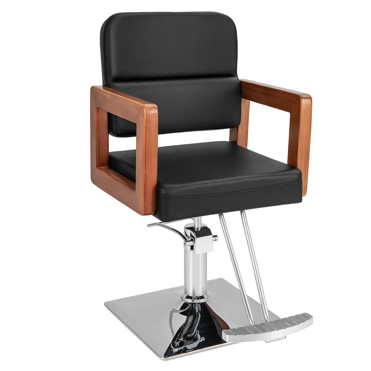 LIVSK Kappersstoel - 360° Draaibaar - Verstelbare Hoogte 50-65 cm - Hoge Dichtheid Schuim - Elegant Design - Zwart
