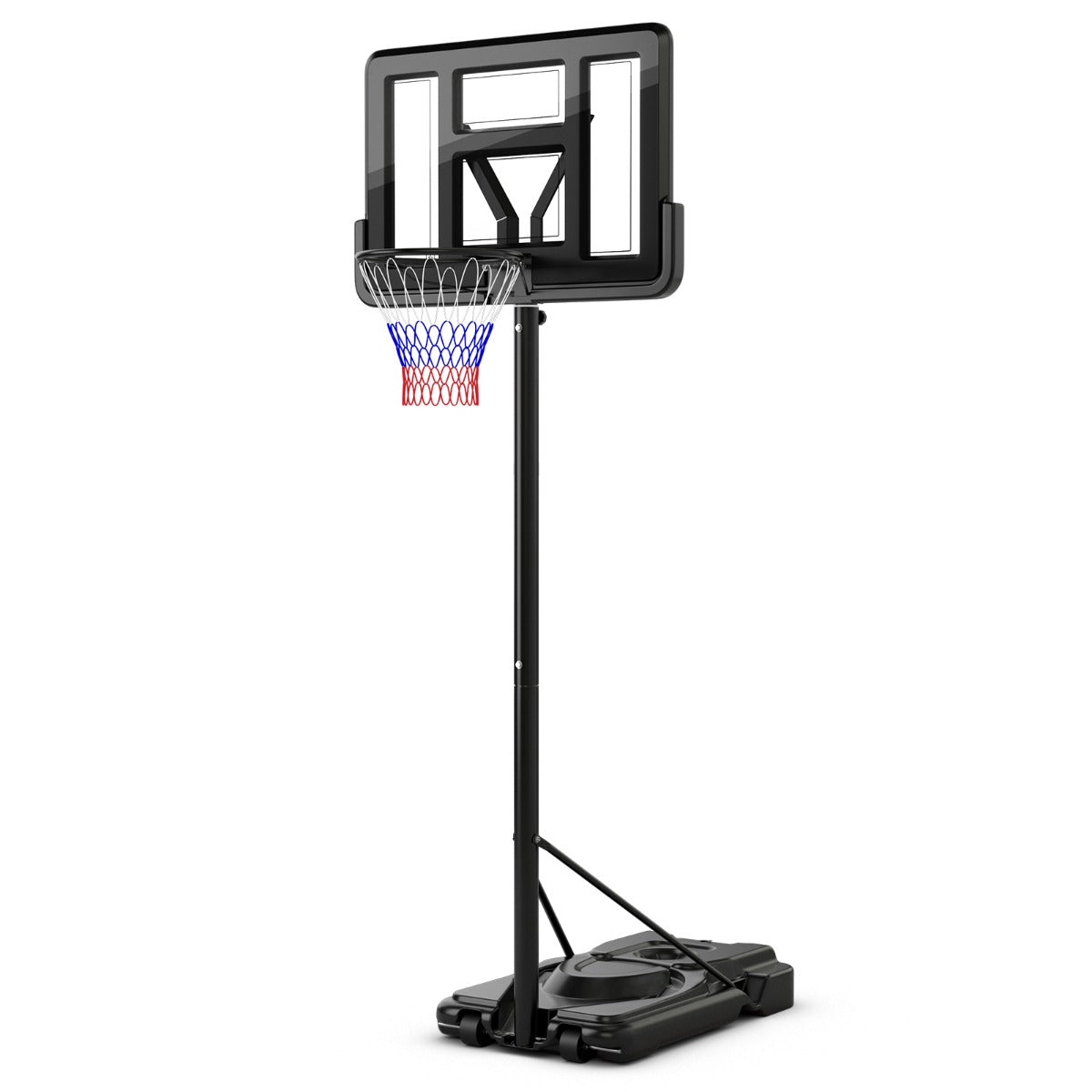 LIVSK Verstelbare Basketbalstandaard - Hoogwaardig Onbreekbaar Bord - 12 Hoogte-instellingen - Weerbestendig - Zwart