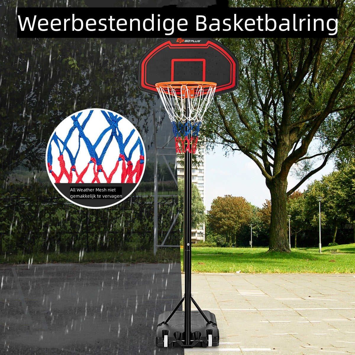 LIVSK Verstelbare Basketbalring voor Kinderen - Weerbestendig - Hoogwaardige Materialen - Draagbaar - 155-210 cm - Zwart & Rood