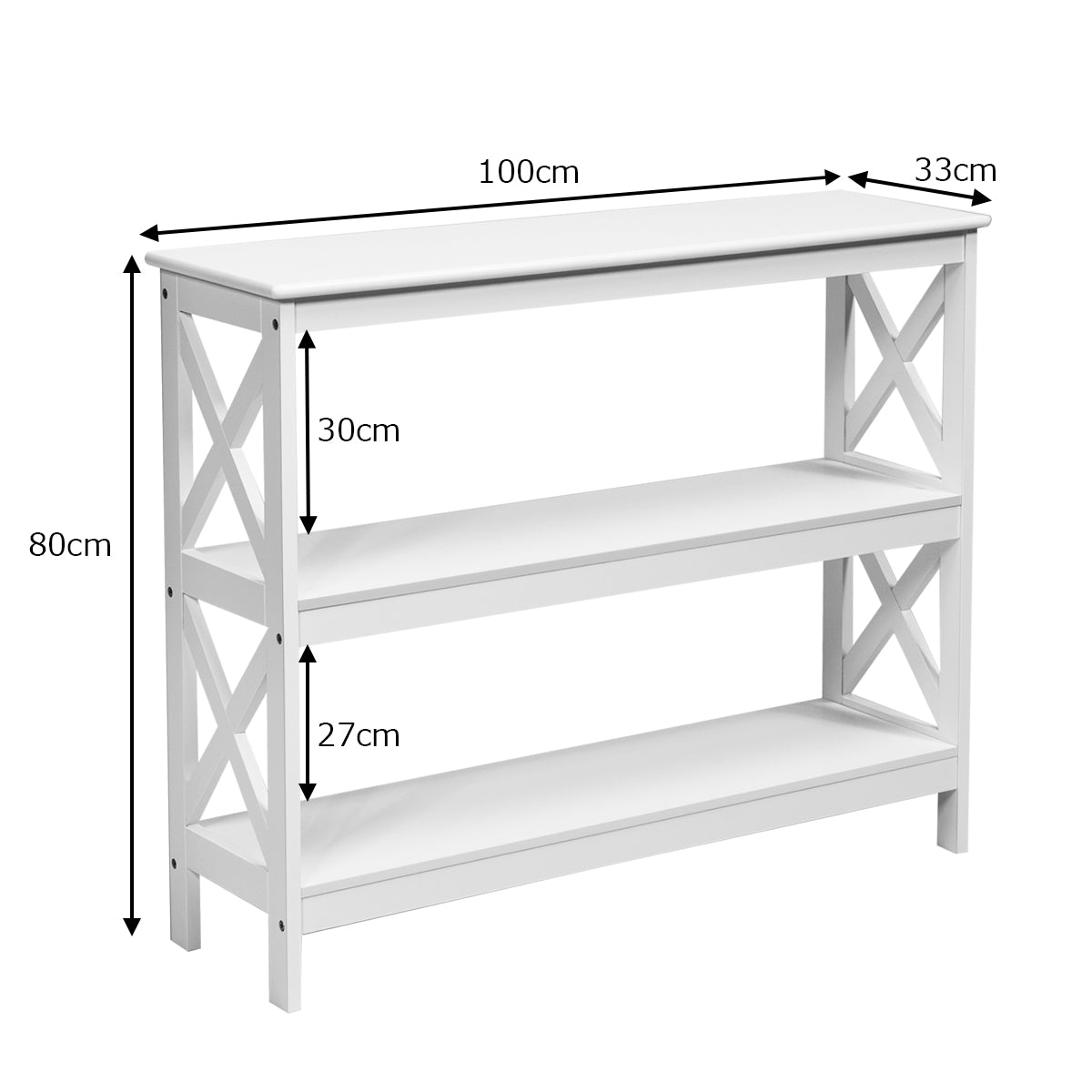 Livsk costway industriele 3 laagse consoletafel rustieke bank bijzettafel met opbergplank x ontwerp boekenplank wit 2
