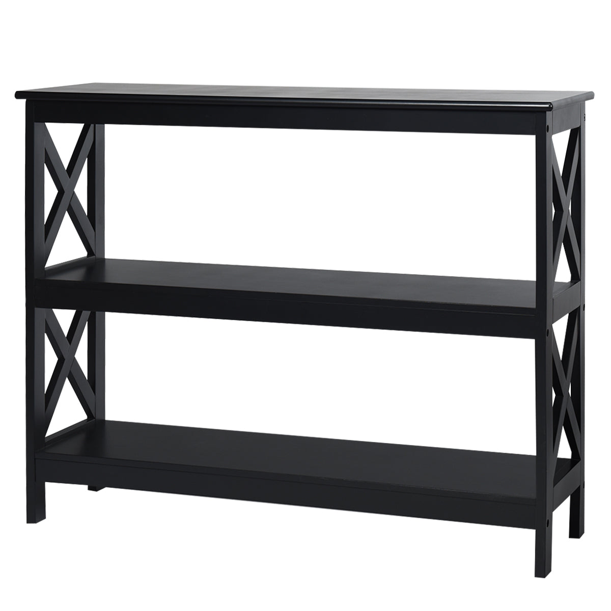 Livsk costway industriele 3 laagse consoletafel rustieke bank bijzettafel met opbergplank x ontwerp boekenplank zwart 1 1
