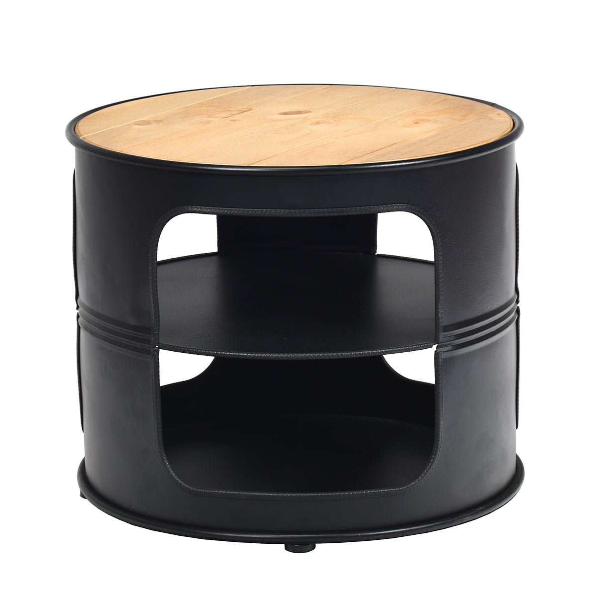 Livsk costway industriele bijzettafel van hout en metaal 3 niveaus koffietafel tot 50 kg belastbaar telefoontafel rond nachtkastje 50 x 50 x 415 cm 3