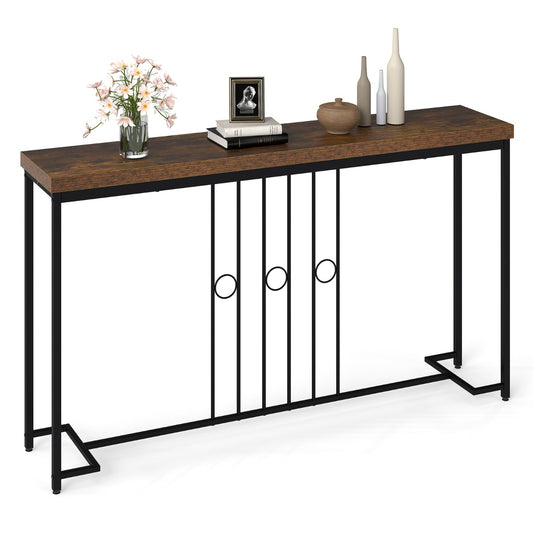 Livsk costway industriele console tafel 140 cm smalle gang console tafel