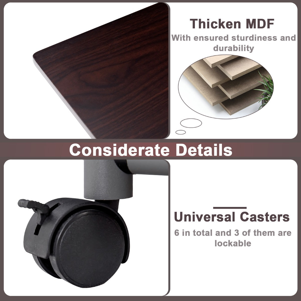 LIVSK Inklapbare Computertafel met 3 Lades en Wieltjes - Ruimtebesparend en Verplaatsbaar - Waterdicht MDF - 105 x 50 x 75 cm -