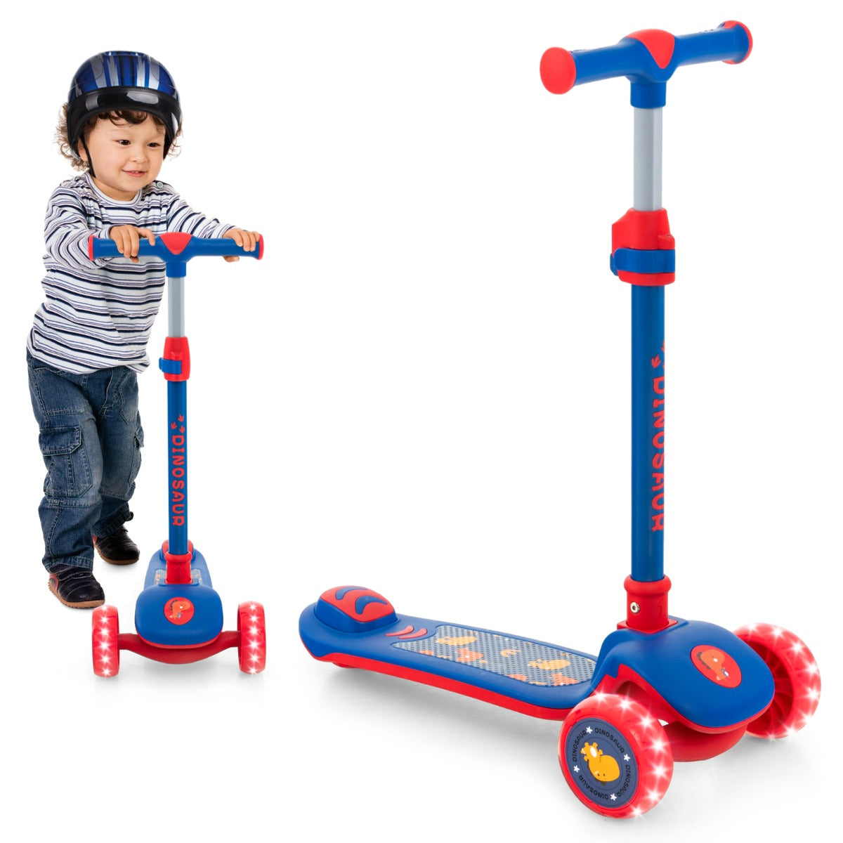 LIVSK Inklapbare Kinderstep met Led-wielen - Hoogteverstelbaar 63-83 cm - Lean-to-Steer Systeem - Voor Kinderen van 3-5 Jaar -