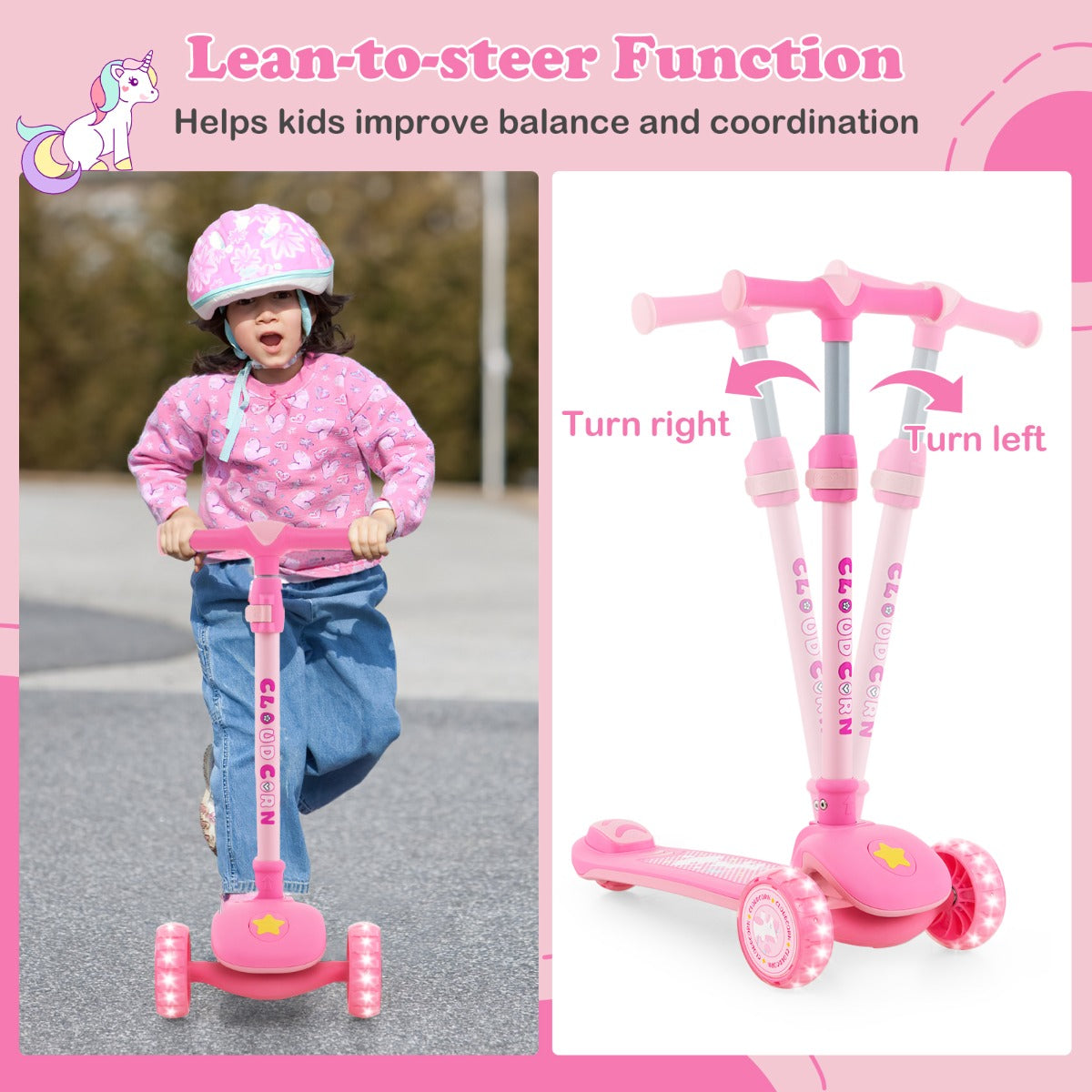 LIVSK Inklapbare Kinderstep - Verstelbaar Stuur 63-83 cm - LED Wielen - Veilig Breed Dek - Voor Kinderen 3-5 jaar - Wit / Blauw /