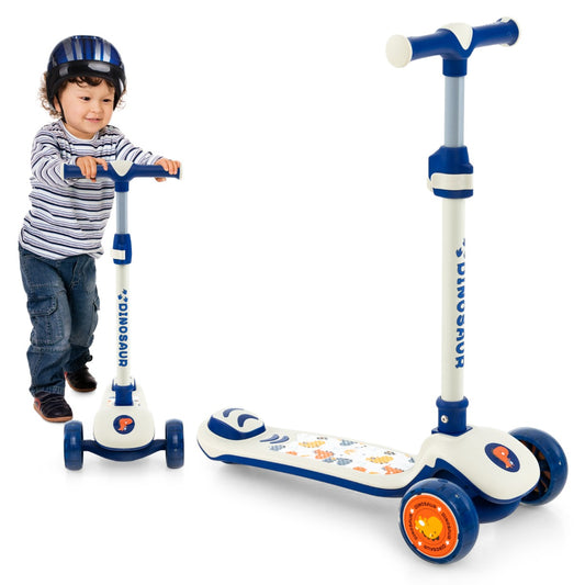 LIVSK Inklapbare Kinderstep - Verstelbaar Stuur 63-83 cm - LED Wielen - Lean-to-Steer - Voor 3-5 Jaar - Wit